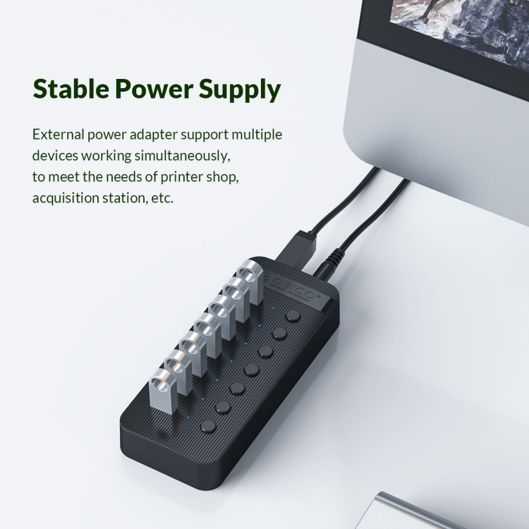  Regleta Orico CT2U3-10AB-WH  de 10 puertos usb 3.0 con interruptores individuales